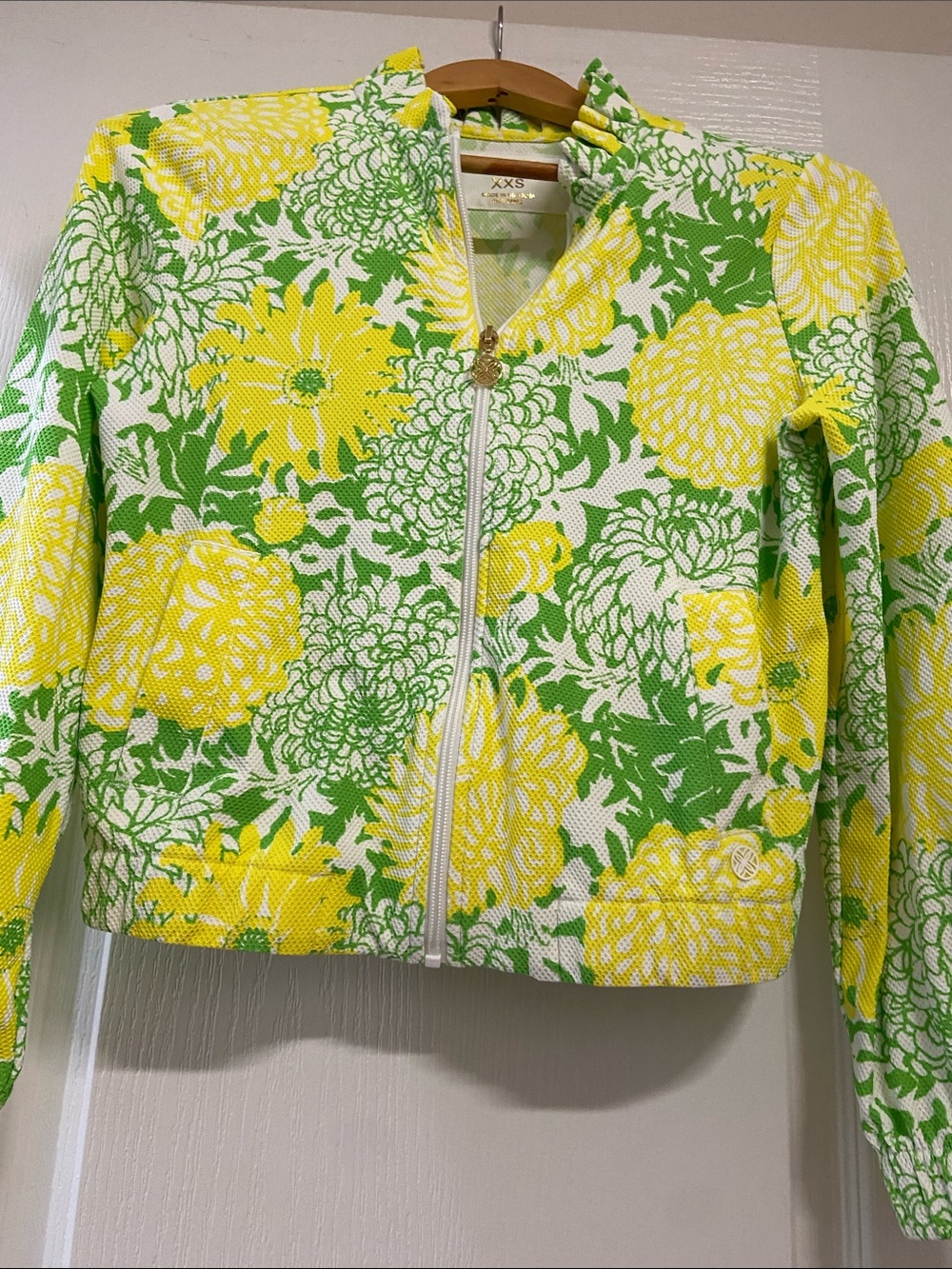 Lilly Pulitzer Green and Yellow Floral Zip-Front Bomber Jacket - Picture 5 of 8